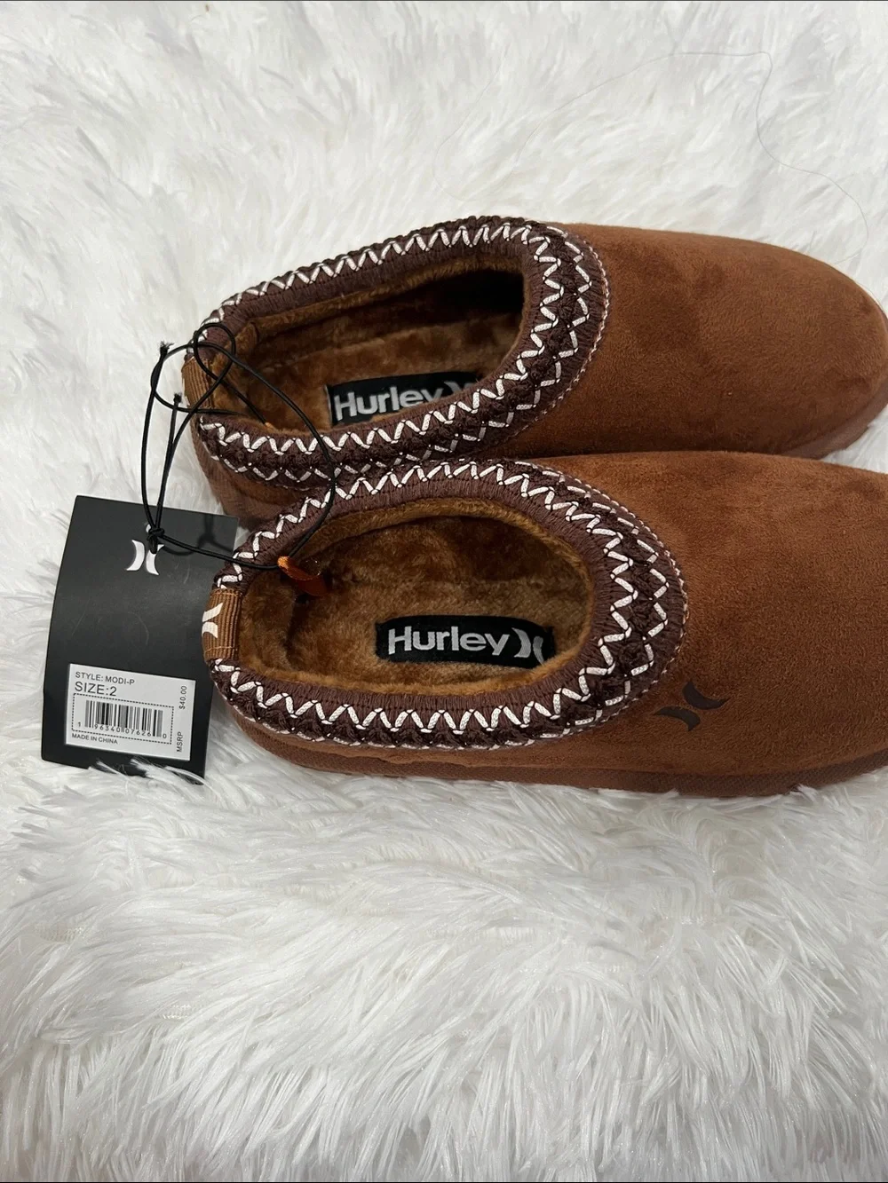 Hurley Men's Chestnut Brown Suede Slip-On Mules